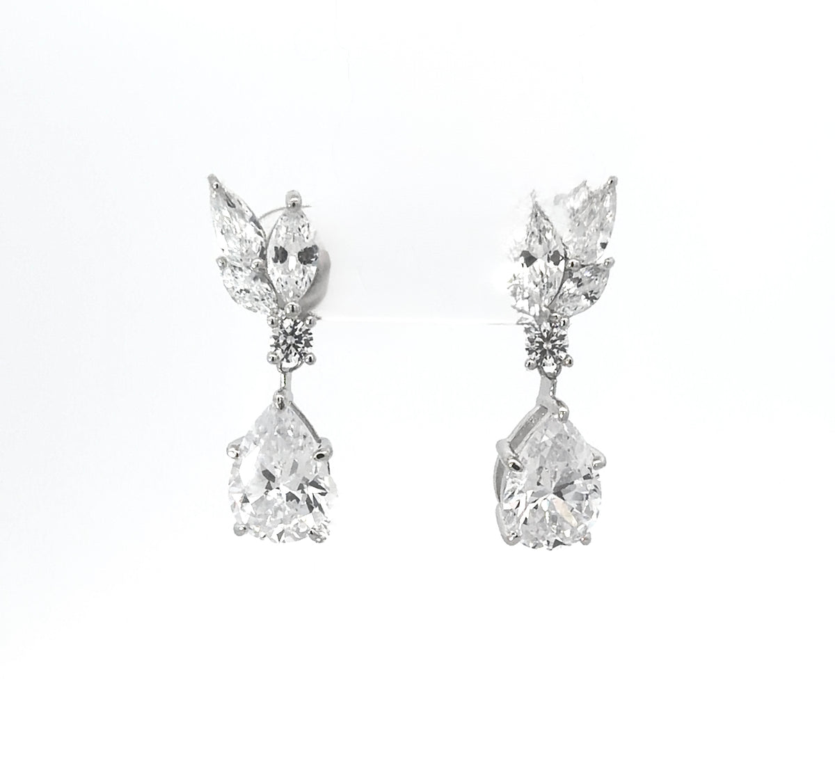 Sterling Silver Marquise & Teardrop-cut Cubic Zirconia Drop Earrings