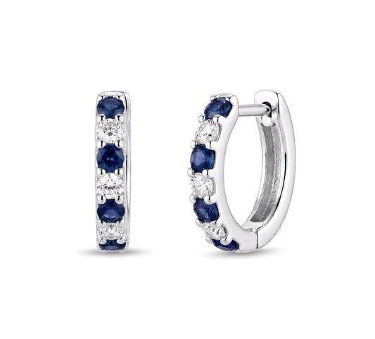 Sterling Silver Sapphire Huggie Earrings