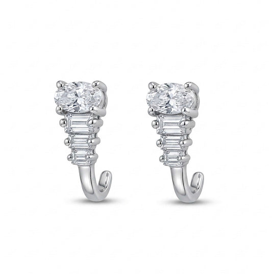 Sterling Silver Cubic Zirconia J-Hoop Earrings