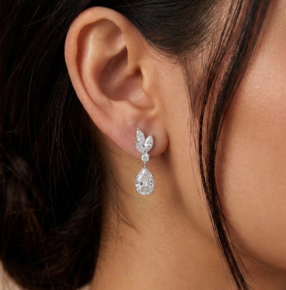 Sterling Silver Marquise & Teardrop-cut Cubic Zirconia Drop Earrings