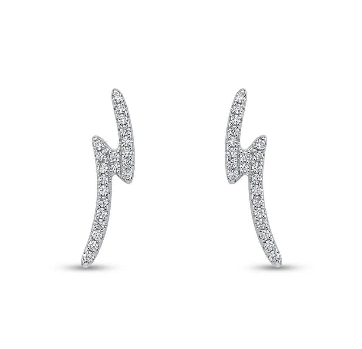 Sterling Silver Cubic Zirconia Lightening Bolt Earrings