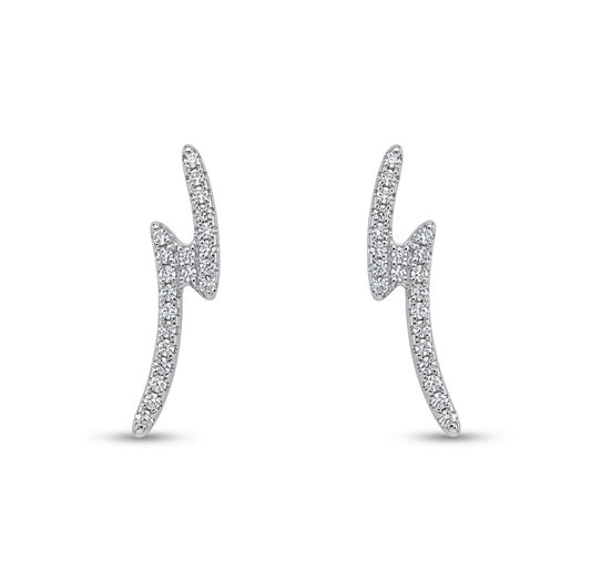 Sterling Silver Cubic Zirconia Lightening Bolt Earrings