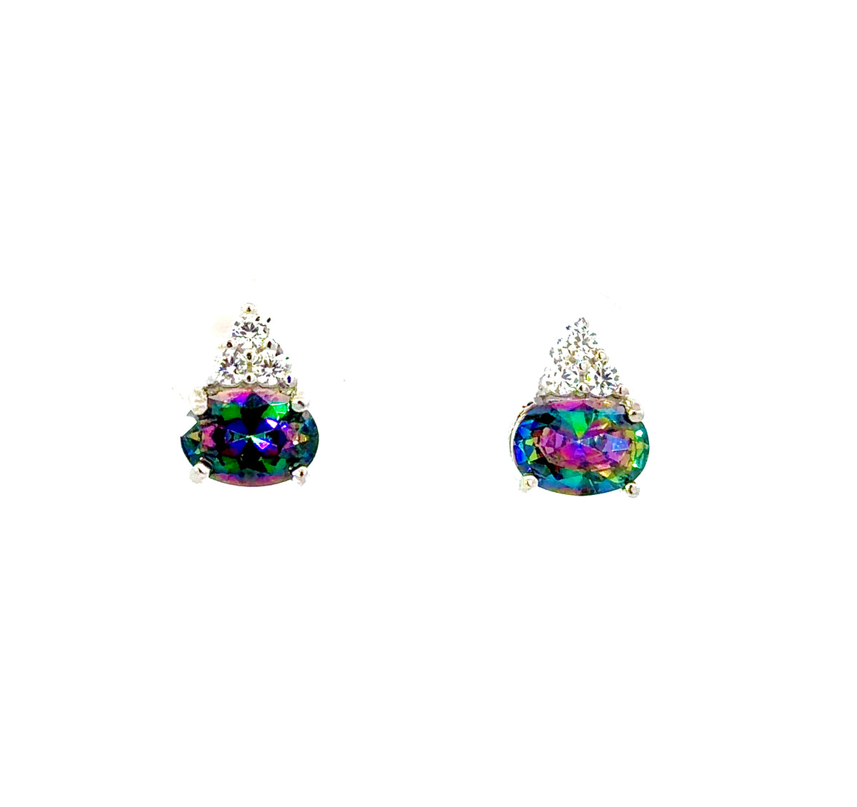 Sterling Silver Oval cut Amethyst Earrings