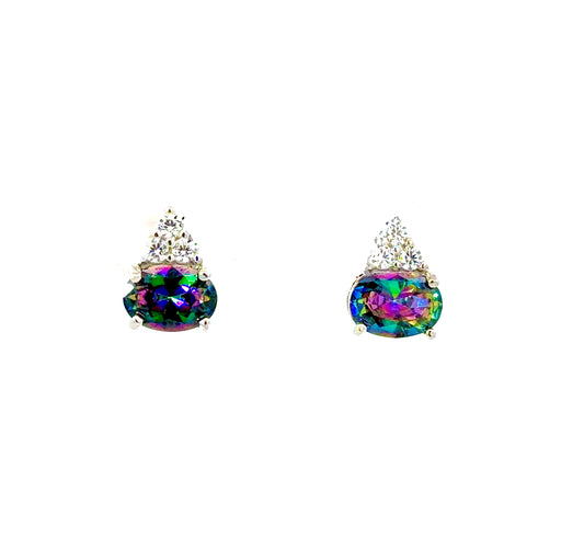 Sterling Silver Oval cut Amethyst Earrings