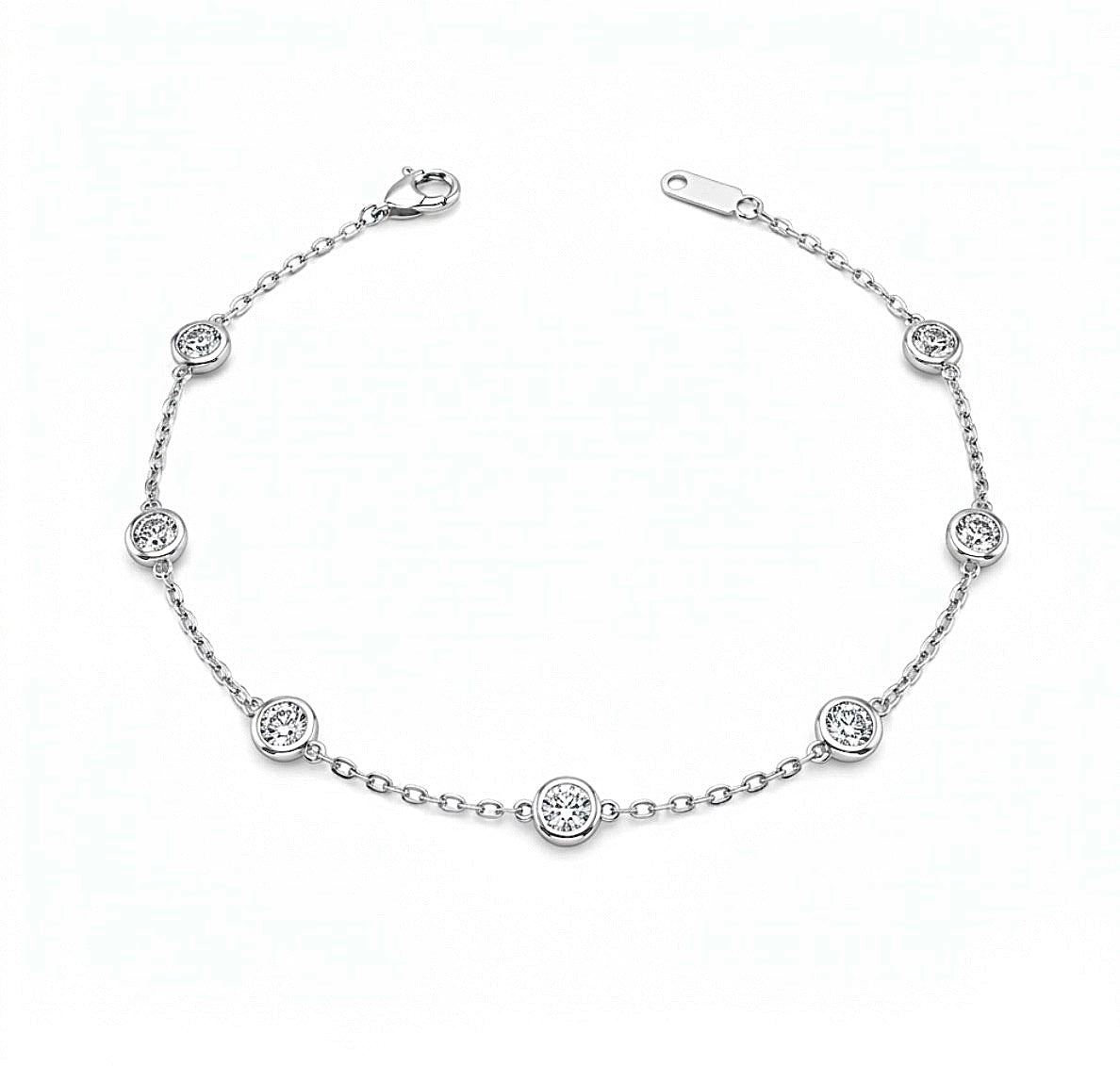 Sterling Silver Bezel-set Station Bracelet