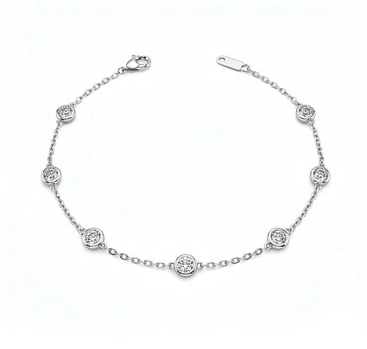Sterling Silver Bezel-set Station Bracelet