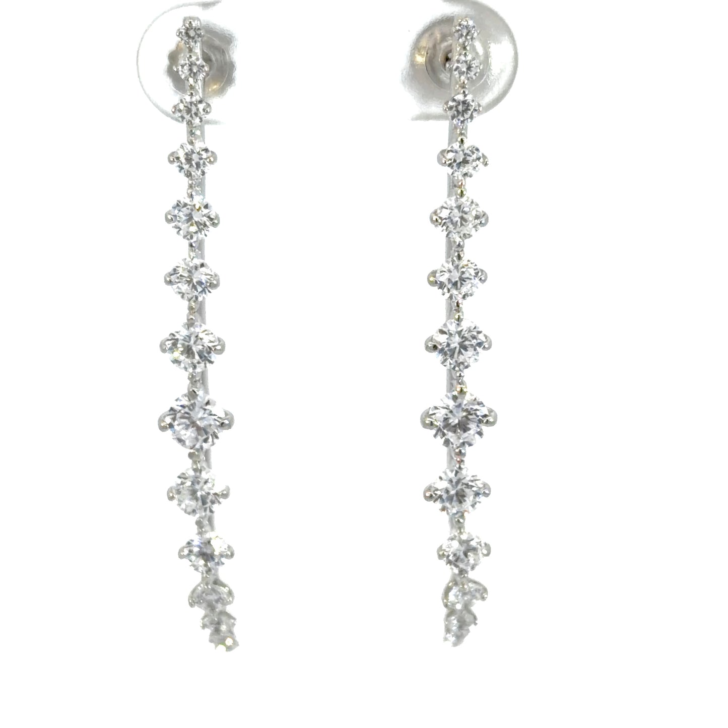 Curved Drop Round Cut Cubic Zirconia Earrings