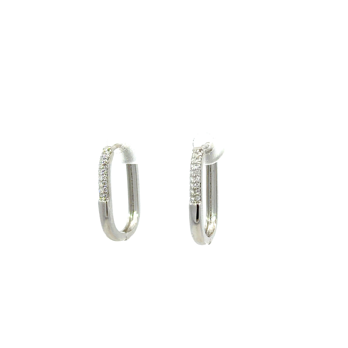 Sterling Silver Cubic Zirconia Pave set Huggie Clip Earrings