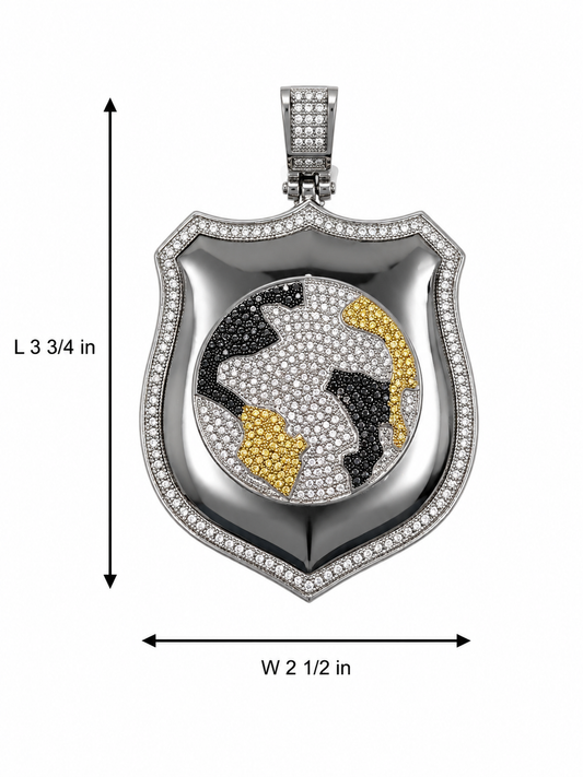 Stainless Steel World Shield Pendant