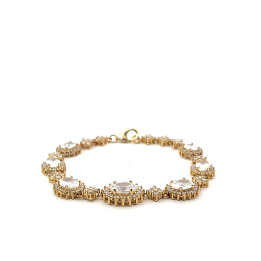 Sterling Silver Gold Plated Sunburst Tennis Bracelet