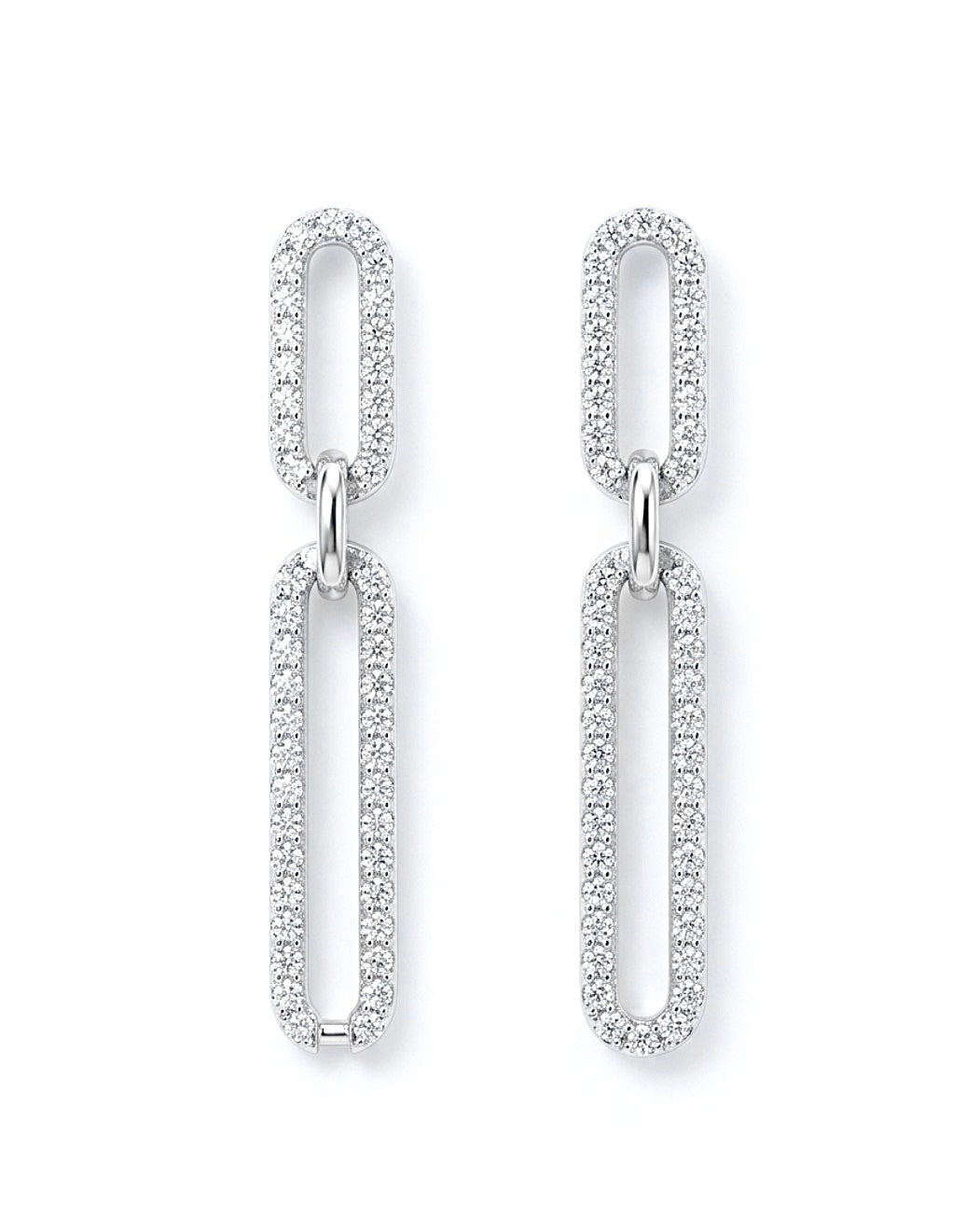 Sterling Silver Cubic Zirconia Link Earrings