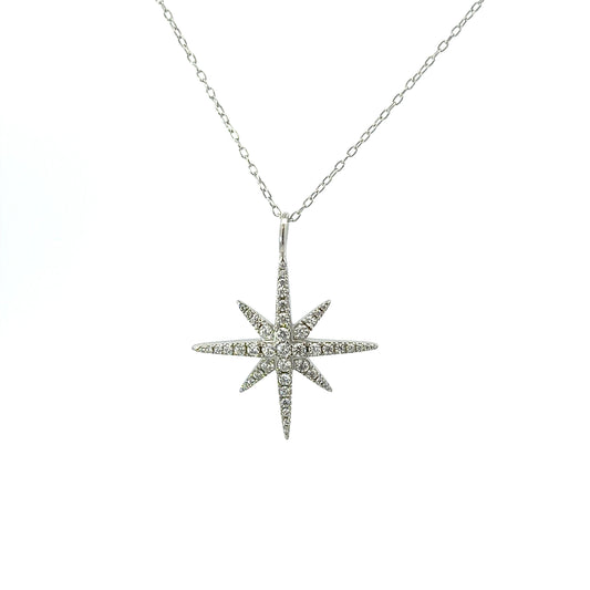 Sterling Silver Cubic Zirconia Starburst Necklace