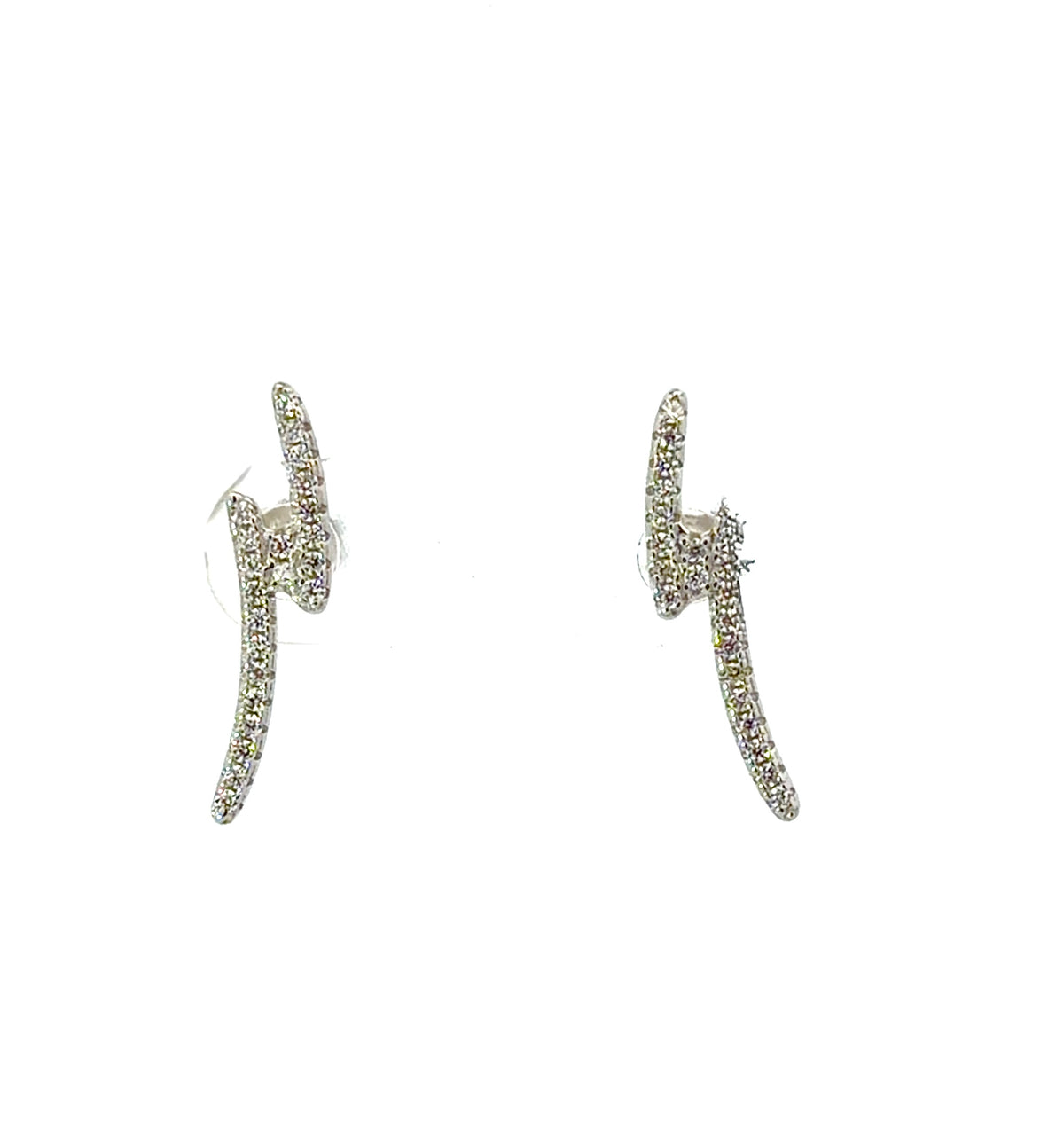 Sterling Silver Cubic Zirconia Lightening Bolt Earrings