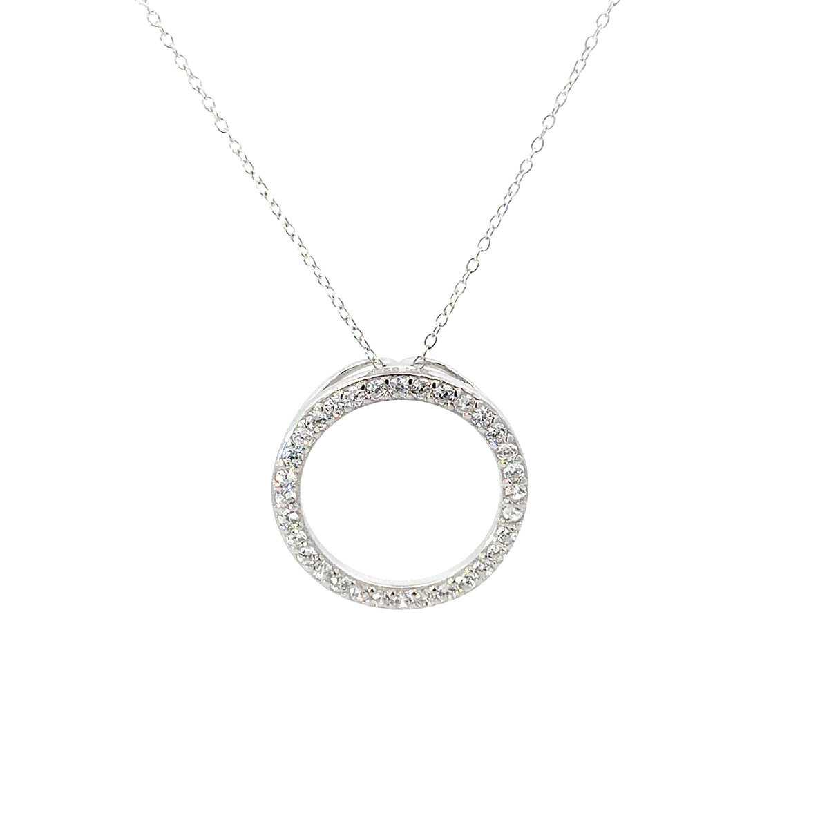 Sterling Silver Cubic Zirconia Circle Necklace
