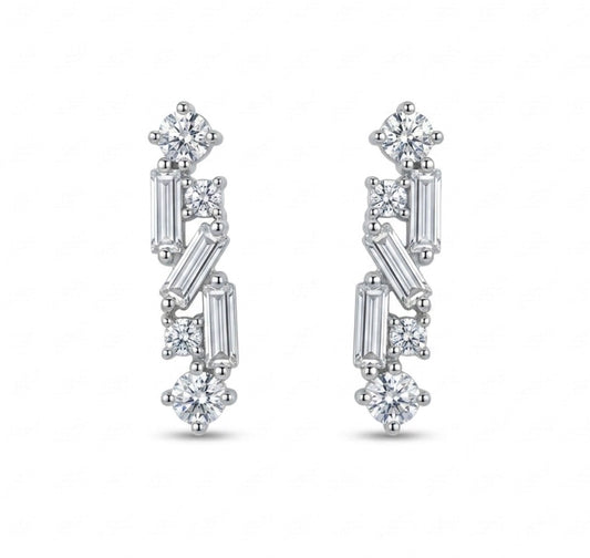 Sterling Silver Multi-cut Cubic Zirconia Earrings