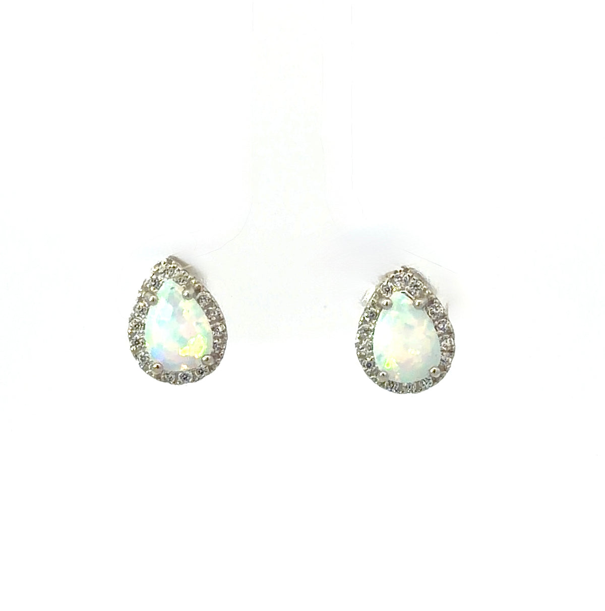 Sterling Silver Teardrop Cut Opal Earrings