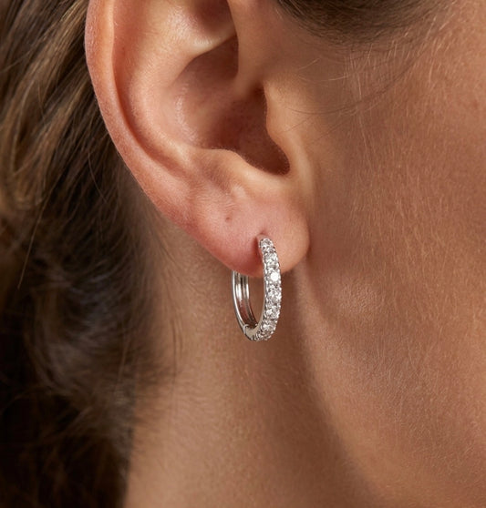 Sterling Silver Cubic Zirconia Huggie Earrings
