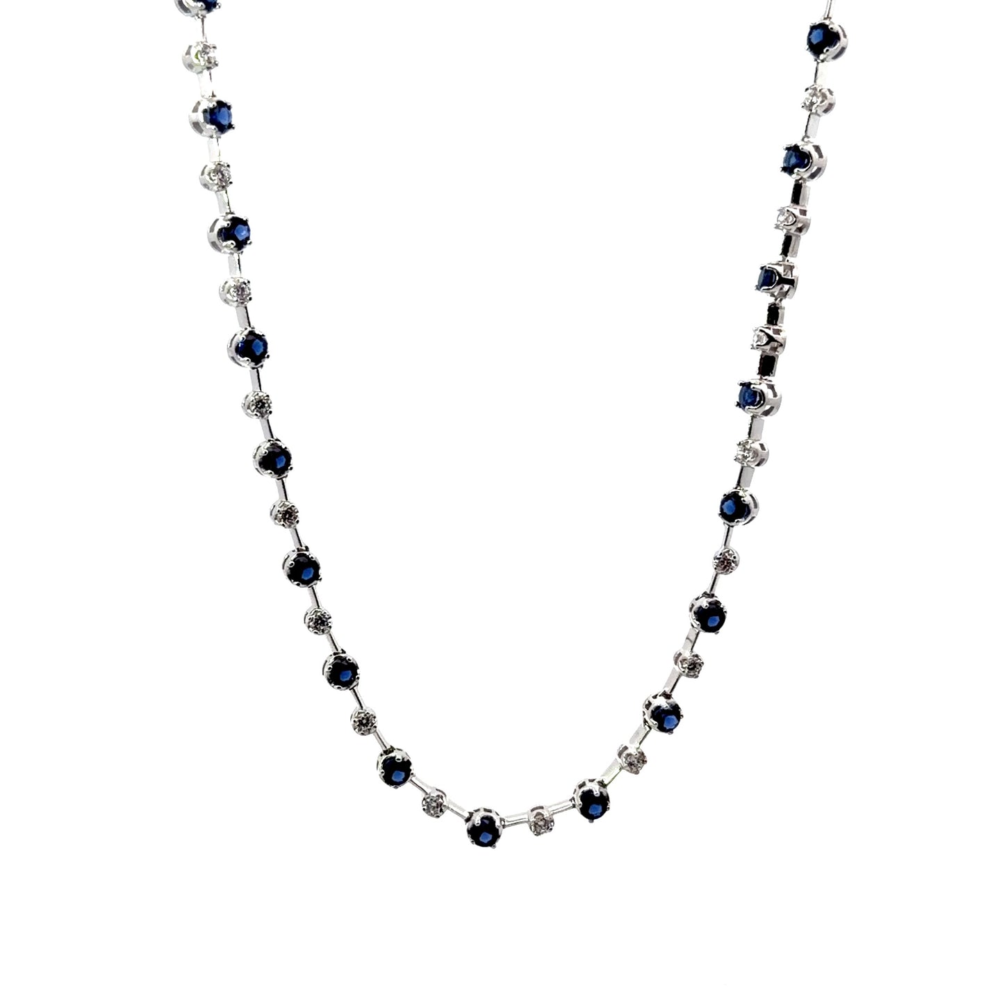 Sterling Silver Tennis Riviera Necklace