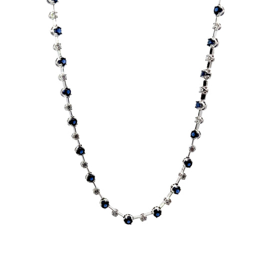Sterling Silver Tennis Riviera Necklace