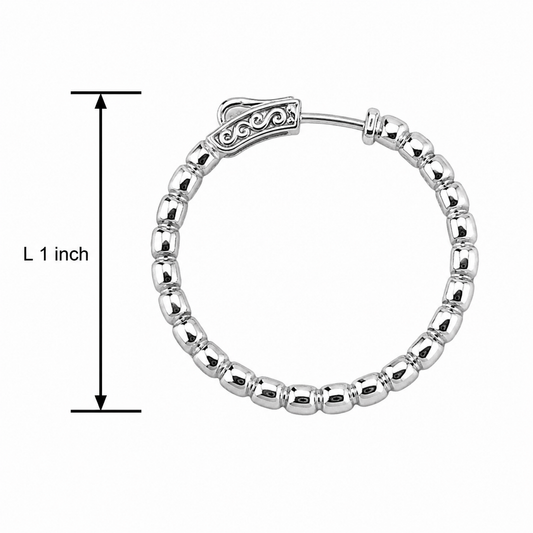 Bezel Set 1 inch Hoop Earrings