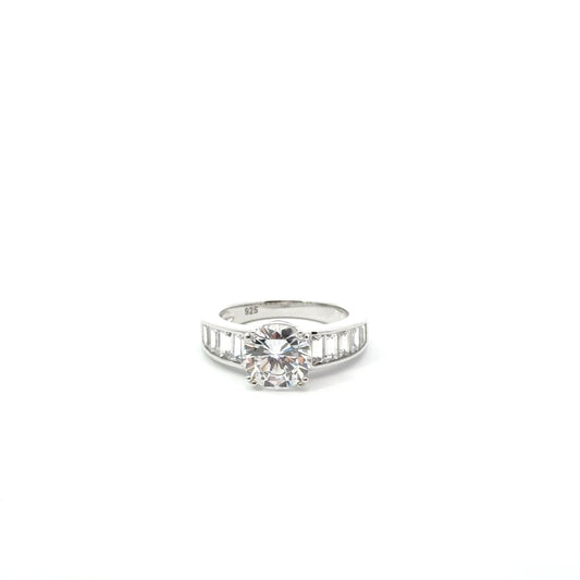 Sterling Silver Round Cut Cubic Zirconia Ring
