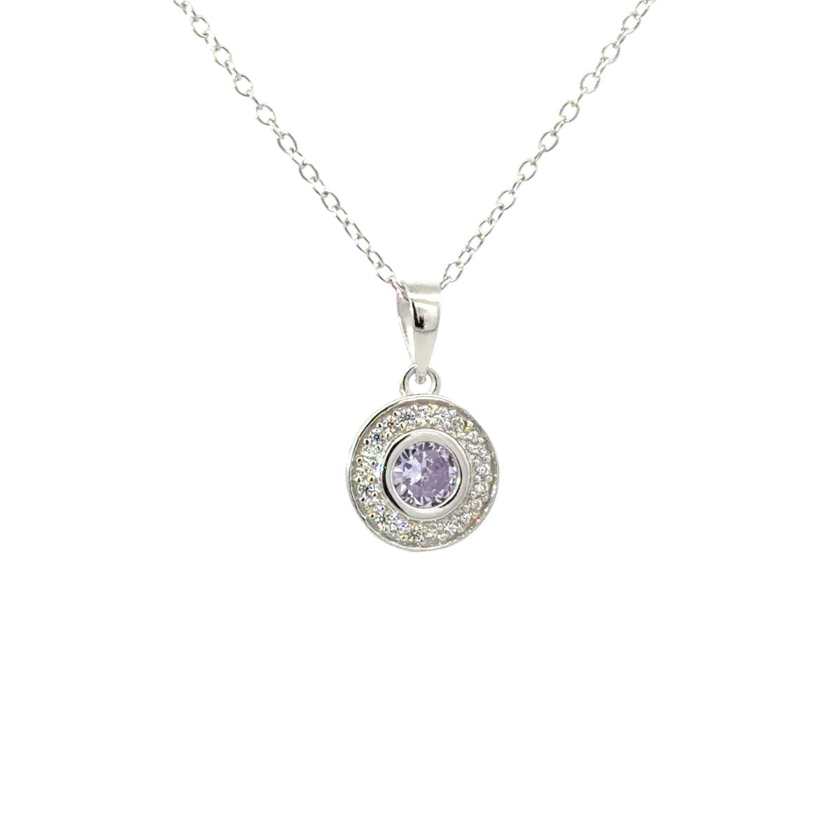 Sterling Silver Round-cut Amethyst Necklace