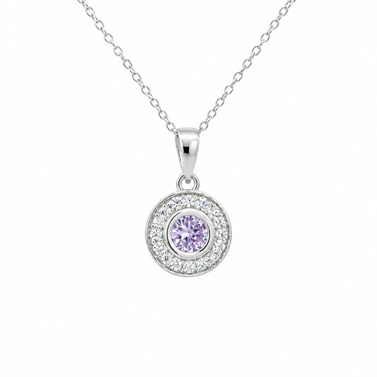 Sterling Silver Round-cut Amethyst Necklace