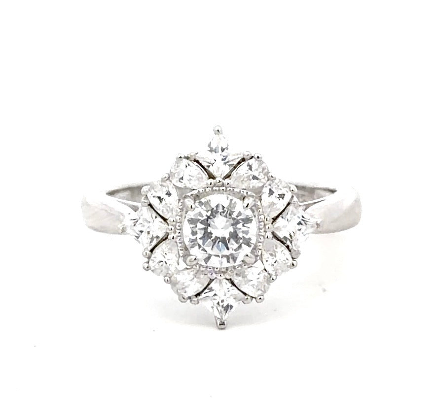Sterling Silver Floral Design Ring