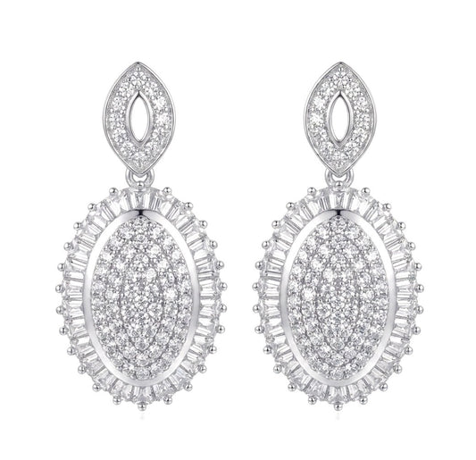 Sterling Silver Oval Drop Earrings