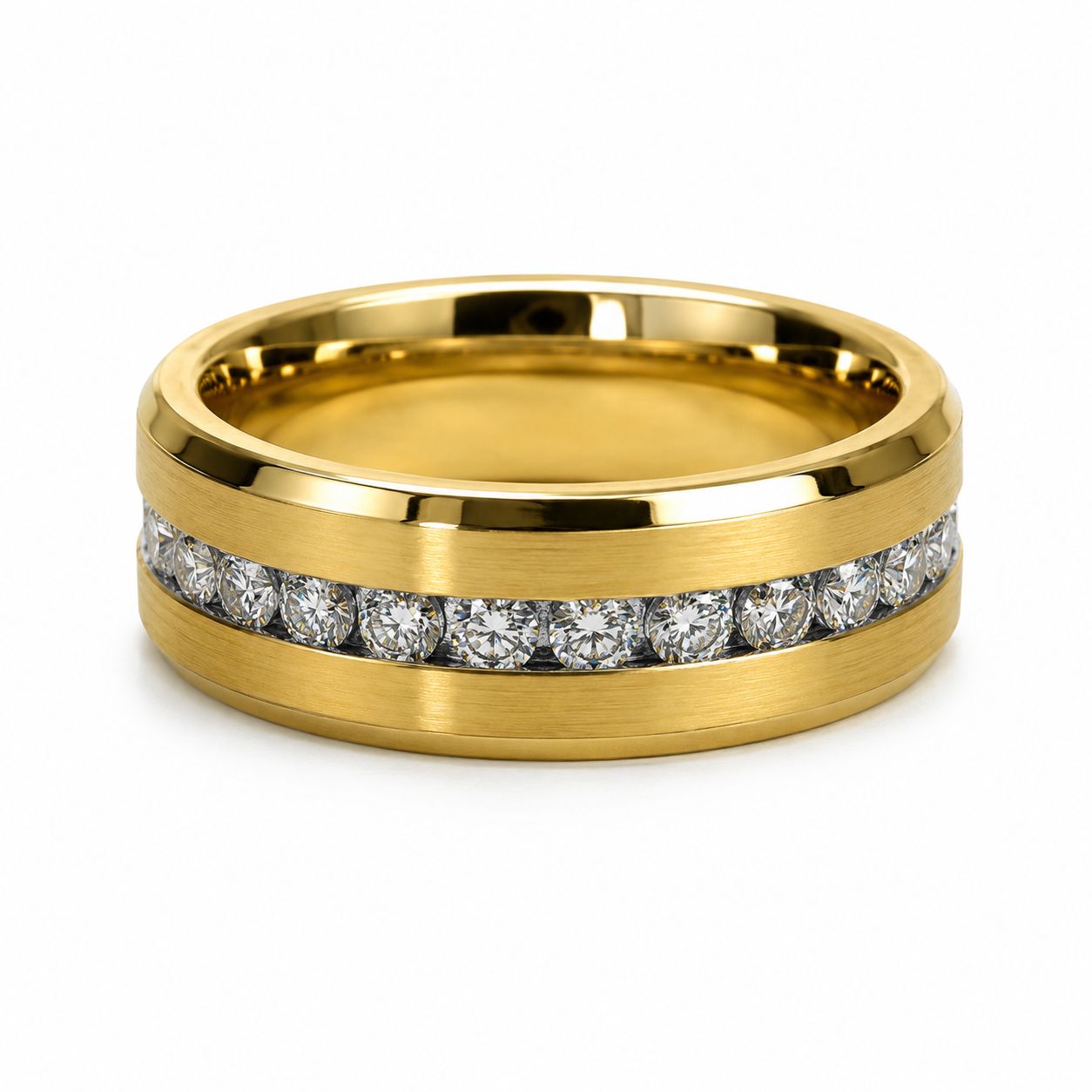 The Midas Eternity: Gold Stainless Steel Channel-Set Band