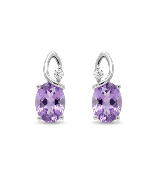 Sterling Silver Amethyst Stud Earrings
