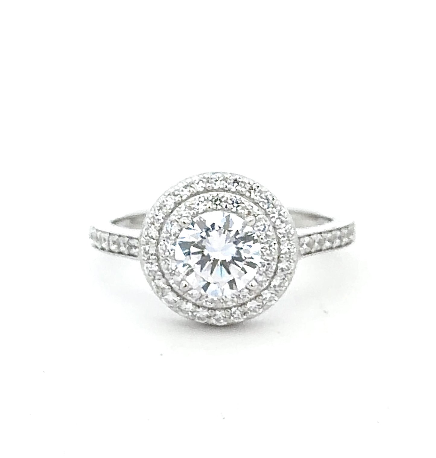 Sterling Silver Double Halo Ring