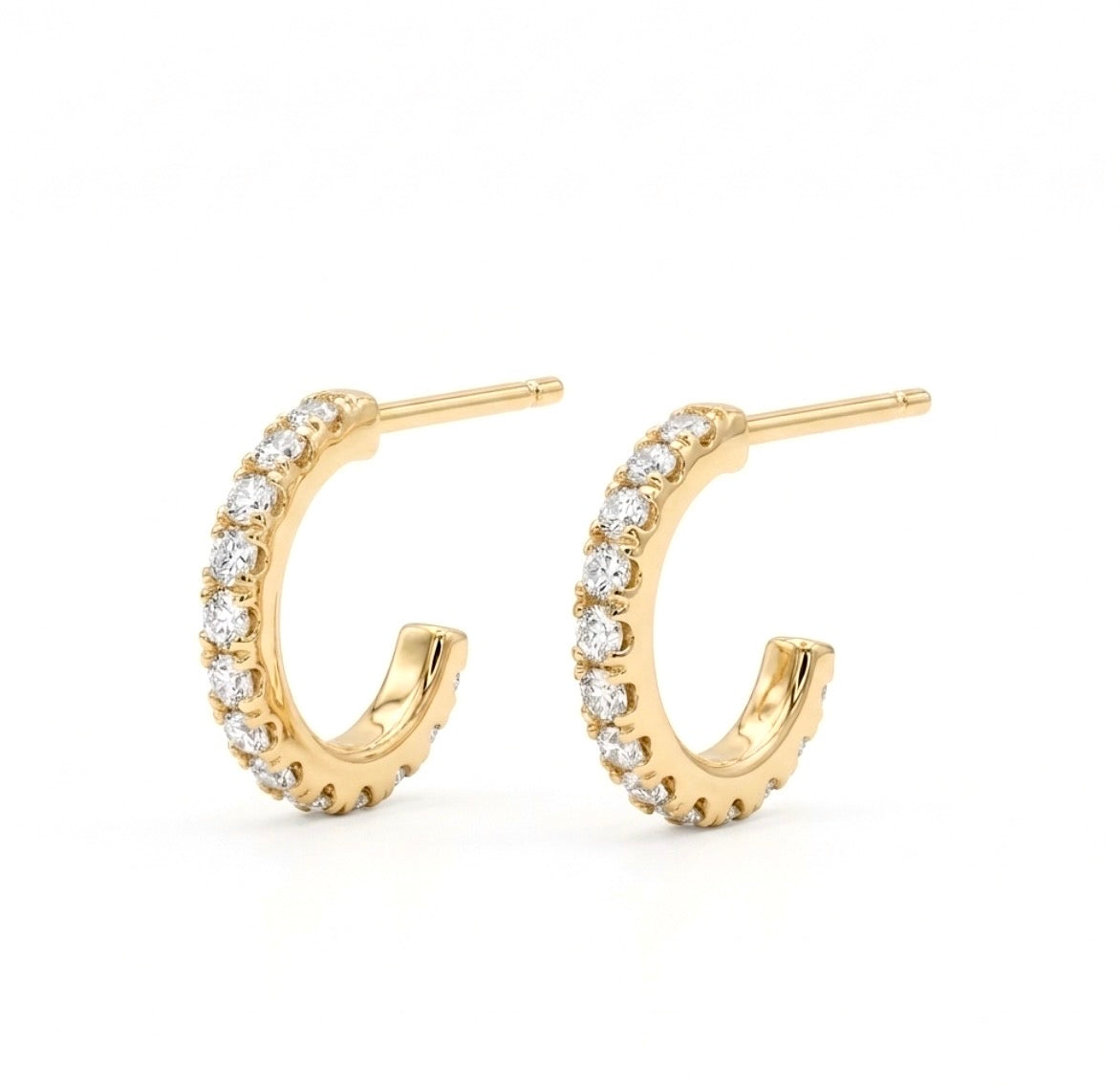 Sterling Silver Gold Plated Cubic Zirconia Cuff Earrings