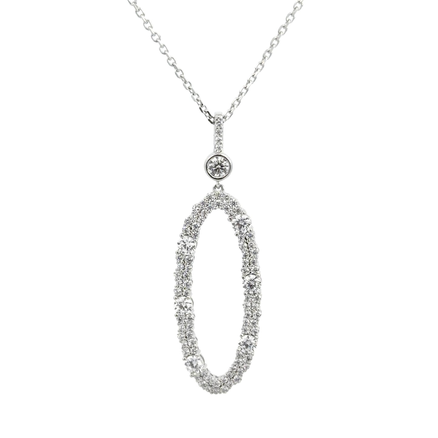 Sterling Silver Open Oval Necklace
