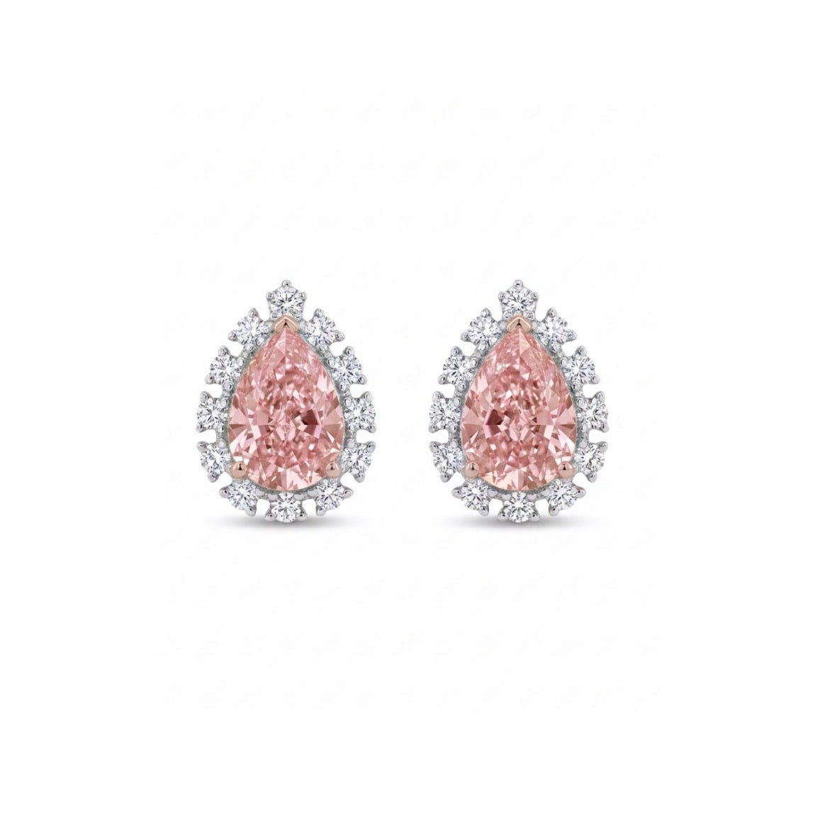 Sterling Silver Teardrop Pink Topaz Stud Earrings