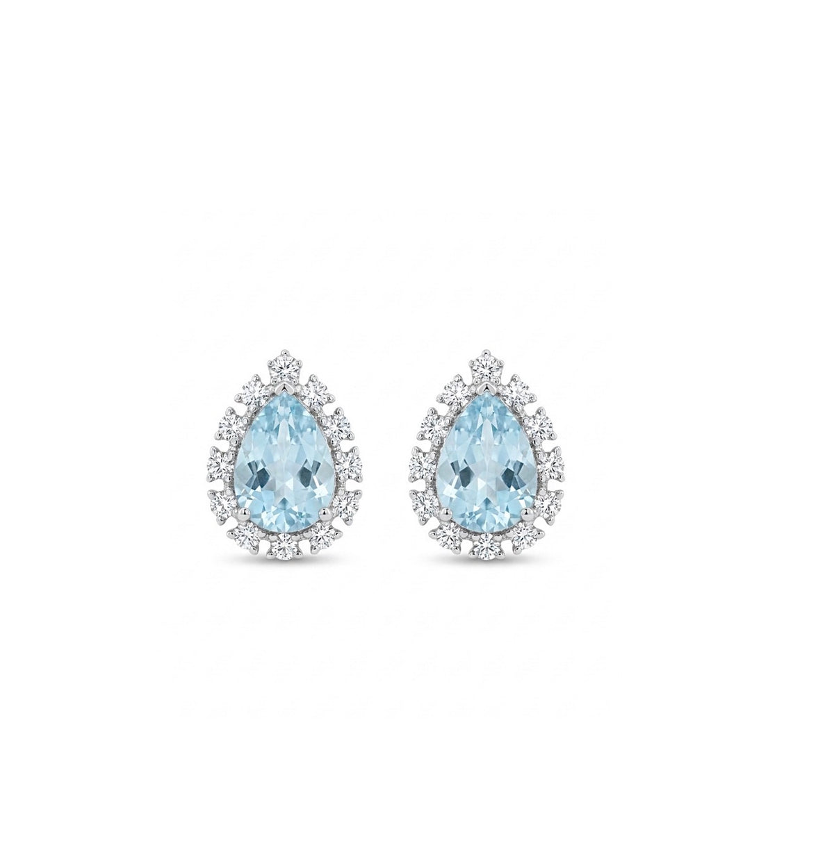 Sterling Silver Teardrop-cut Aquamarine Stud Earrings