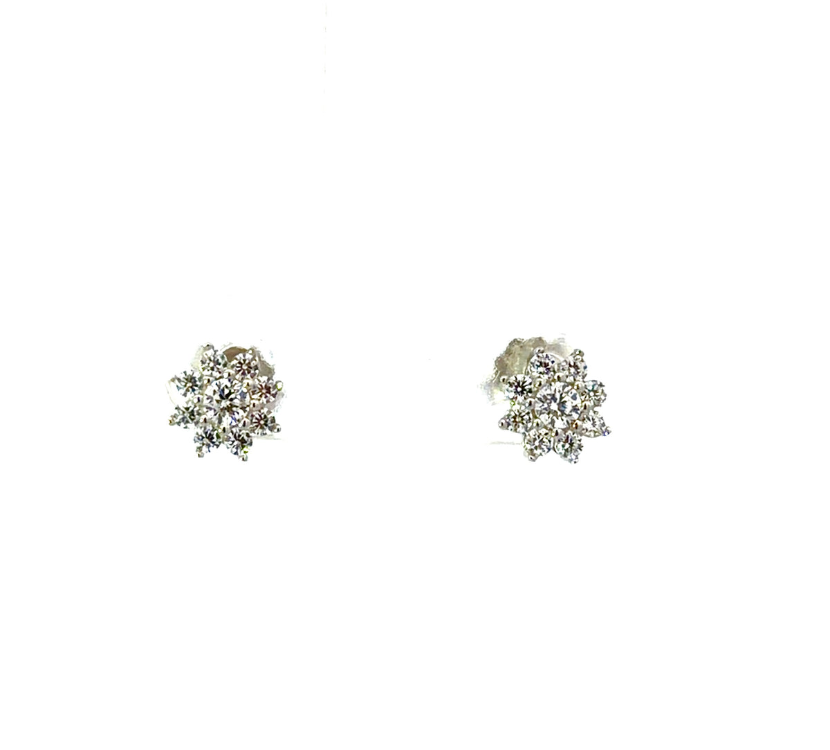 Sterling Silver Cubic Zirconia Floral Stud Earrings
