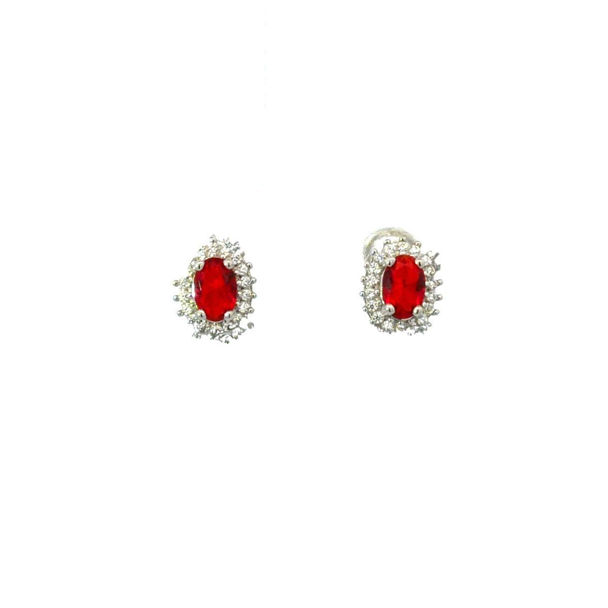 Sterling Silver Oval Cut Ruby Earrings