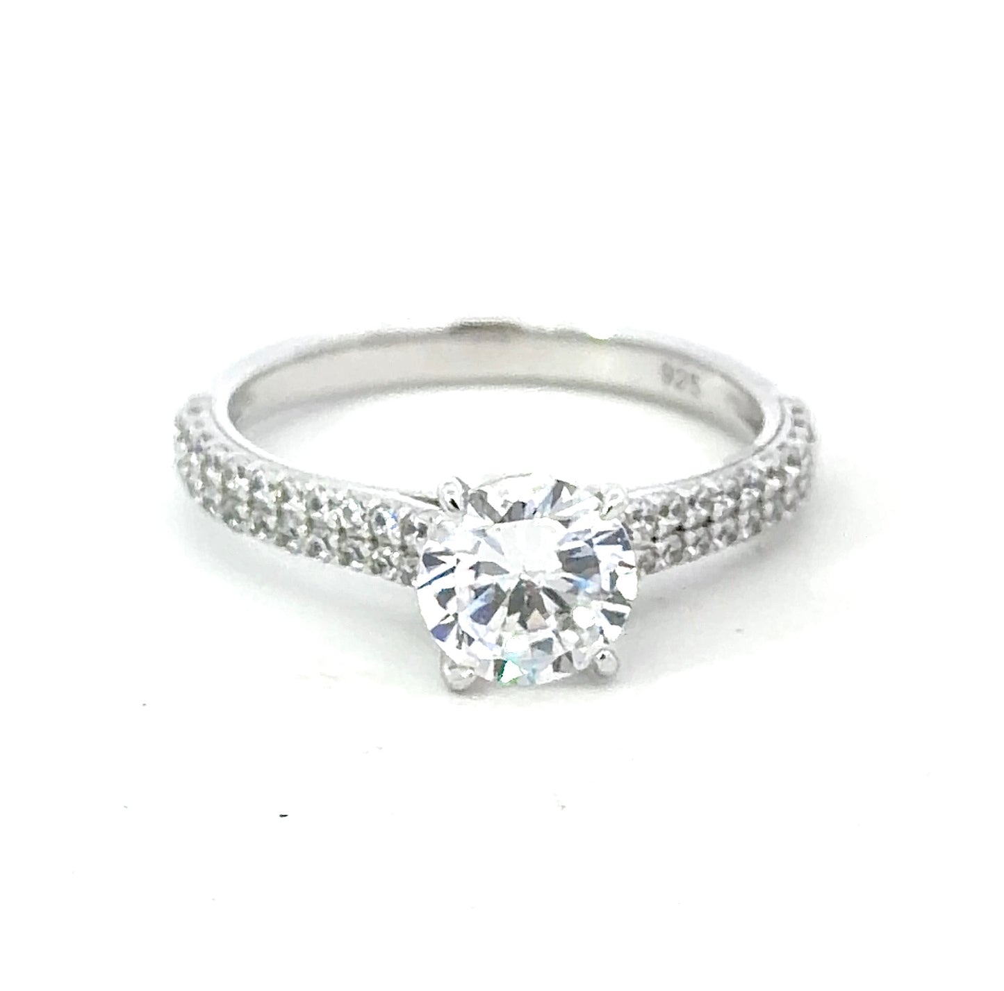 Sterling Silver  brilliant cut Pave Ring