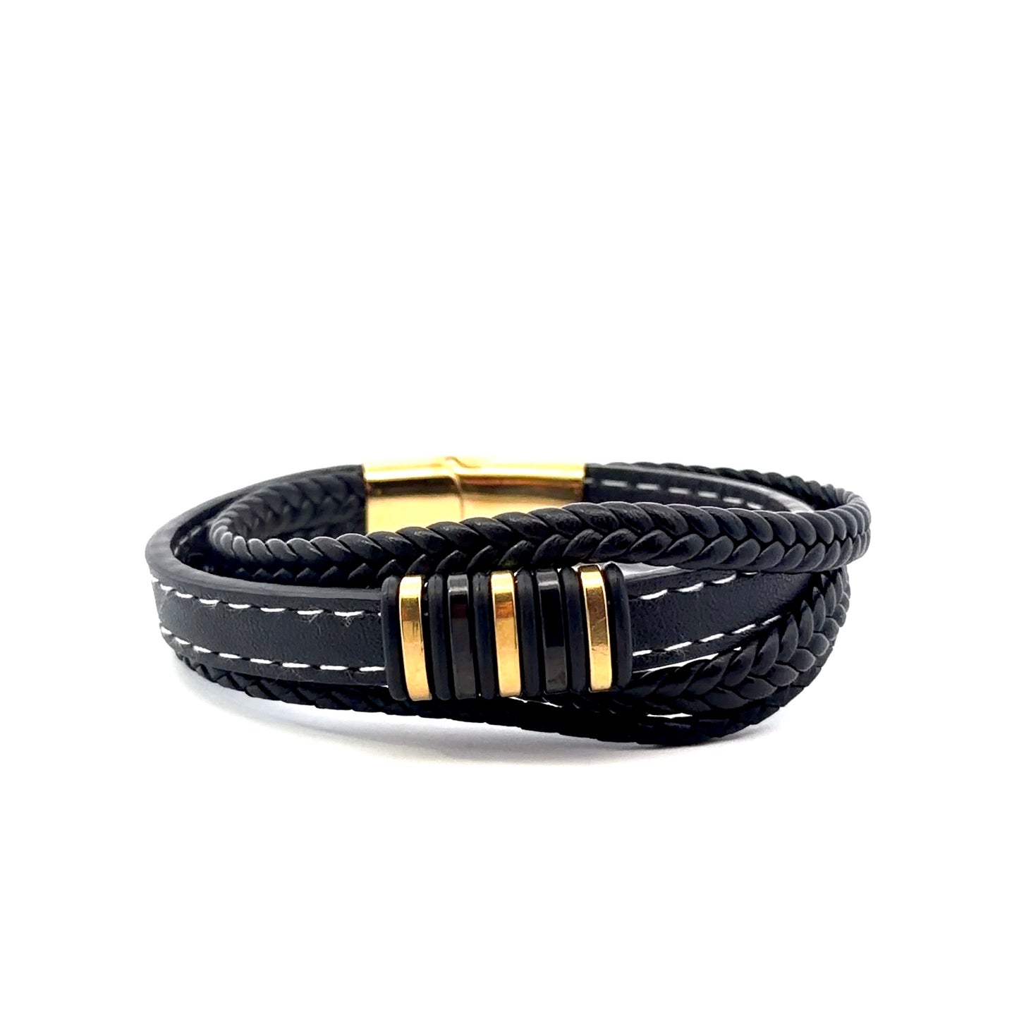 Multi String Bracelet with Stainless Steel with PVD Accent