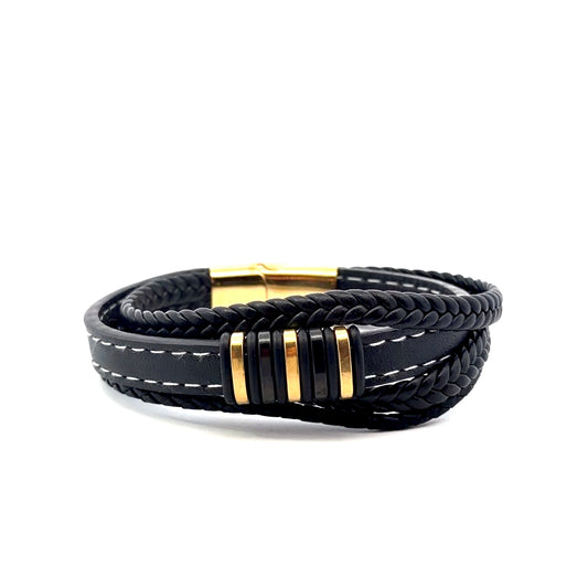 Multi String Bracelet with Stainless Steel with PVD Accent