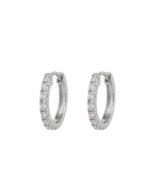 Sterling Silver Cubic Zirconia Huggie Earrings