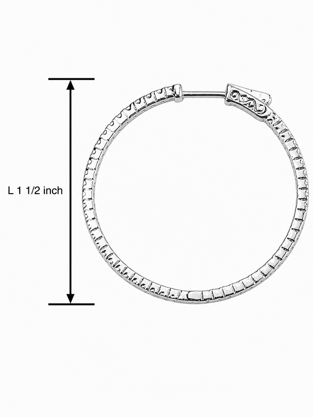 Sterling Silver Cubic Zirconia 1 1/2 inch  Inside-Out Hoop Earrings