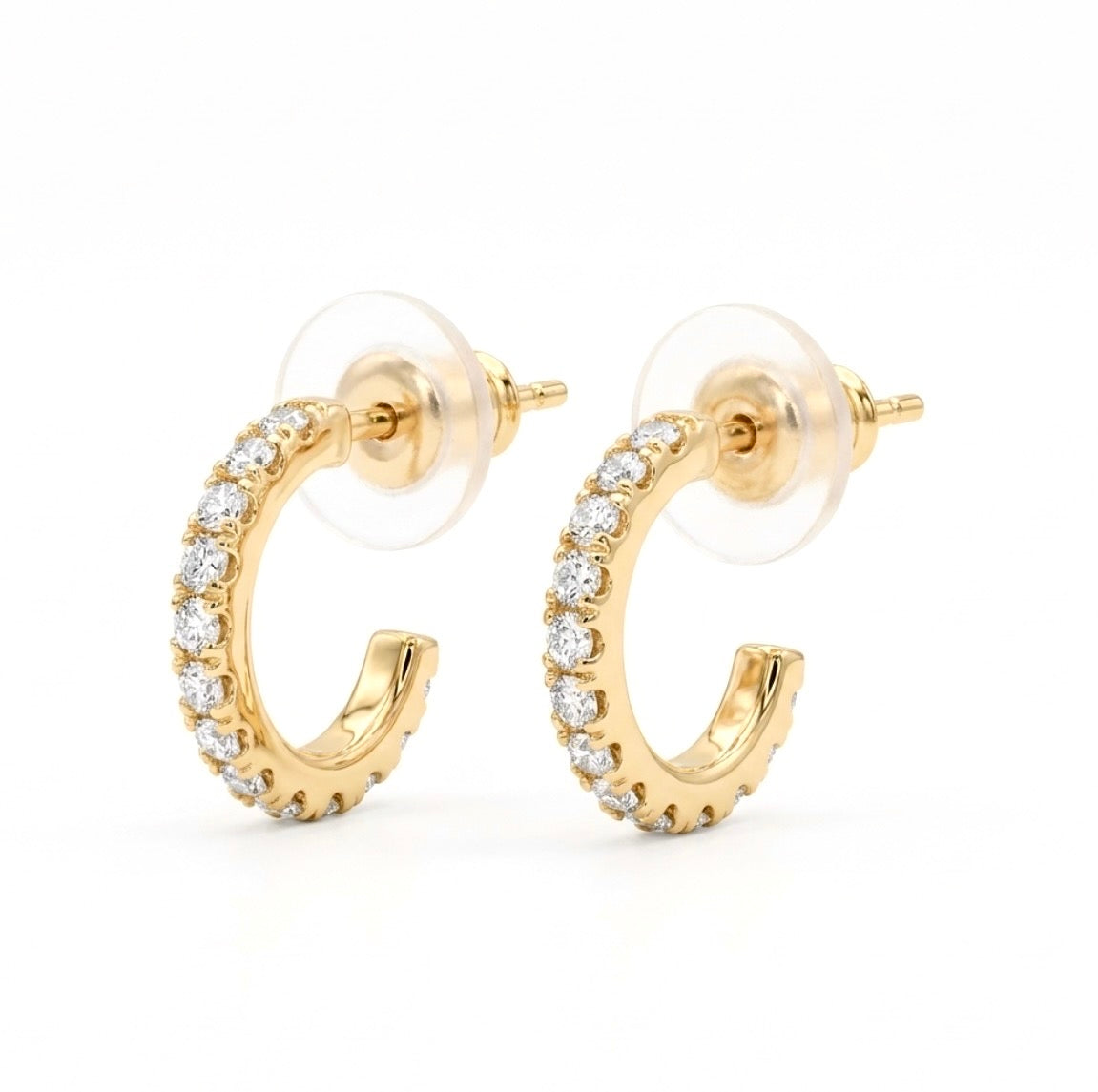 Sterling Silver Gold Plated Cubic Zirconia Cuff Earrings