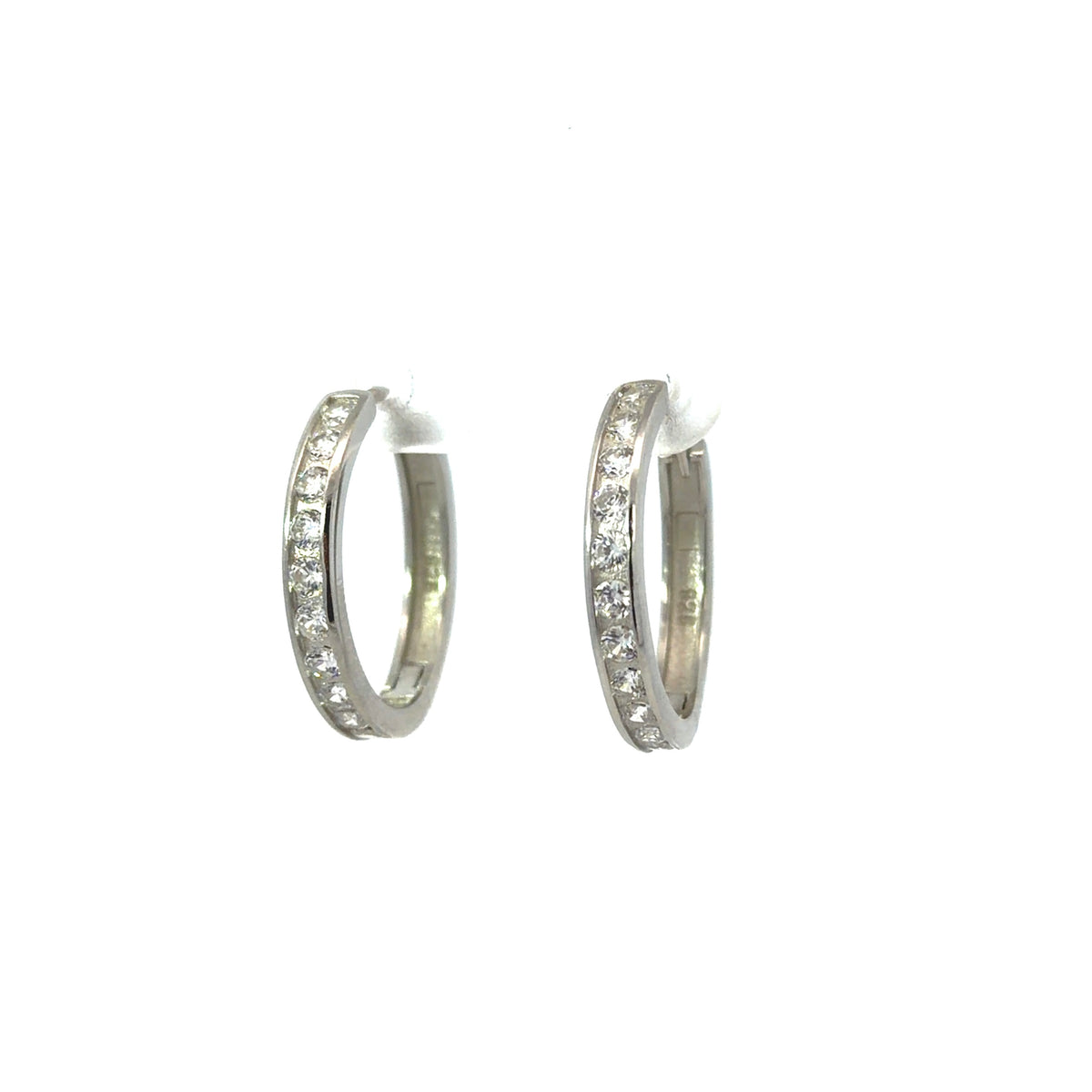 Sterling Silver Cubic Zirconia Channel set Huggie Earrings