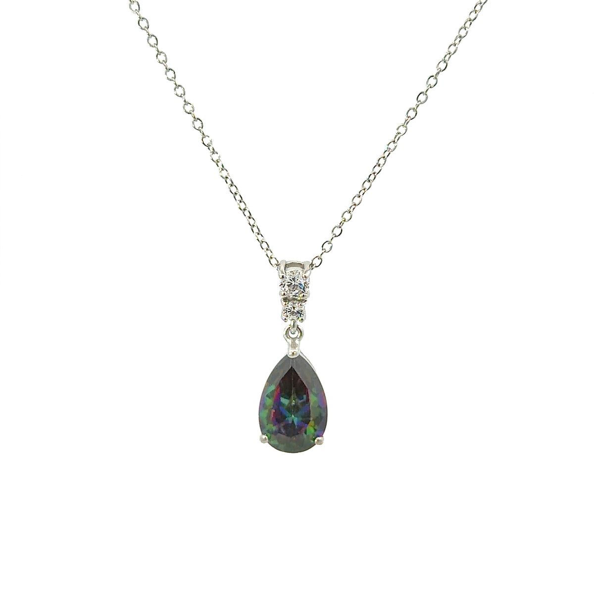 Sterling Silver Teardrop-cut Alexandrite Necklace