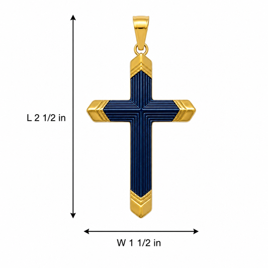 Gold Plated Stainless Steel Blue Cross