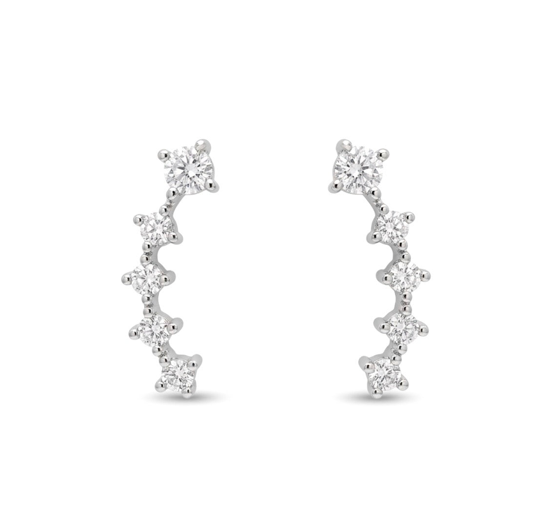 Sterling Silver four-prong Cubic Zirconia Ear Climber Earrings