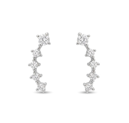 Sterling Silver Cubic Zirconia Ear Climber Earrings