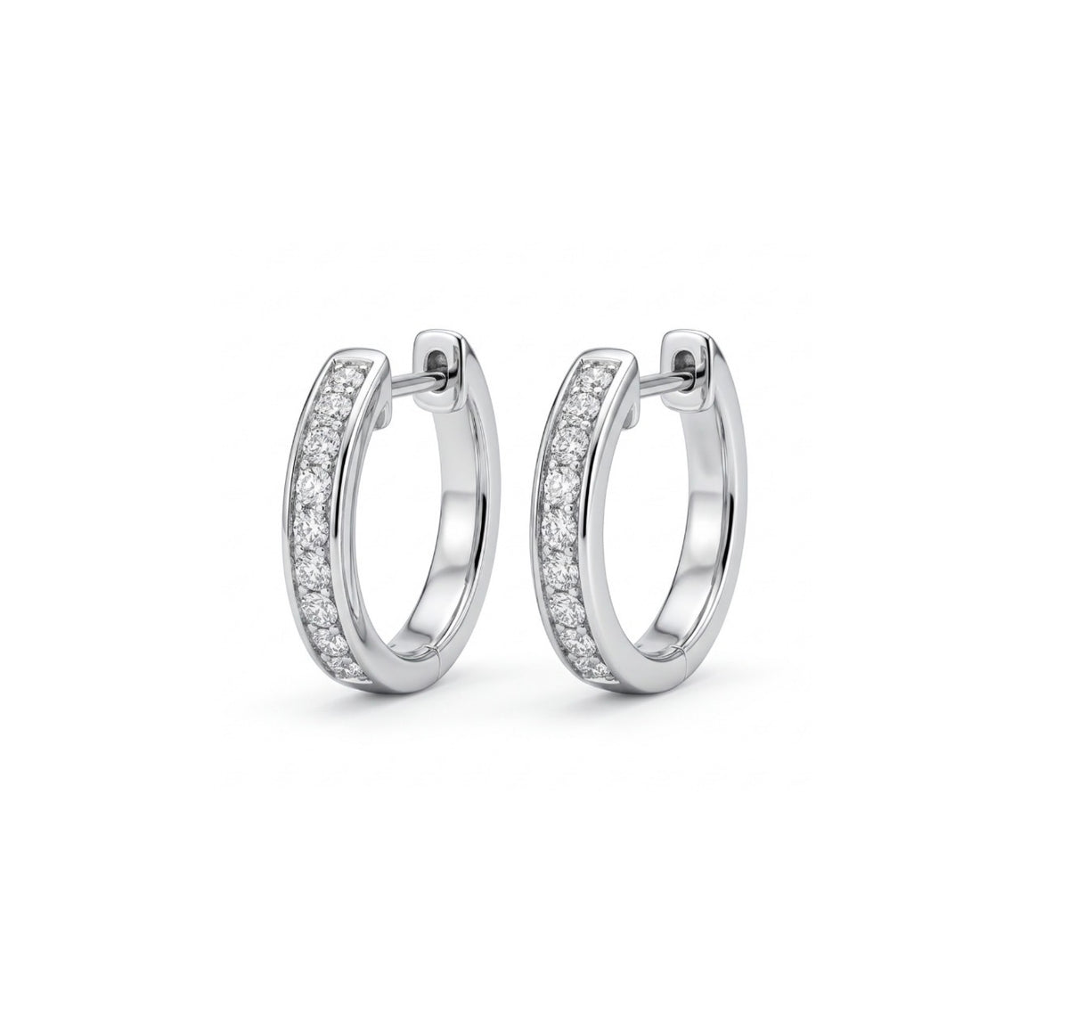 Sterling Silver Cubic Zirconia Channel set Huggie Earrings